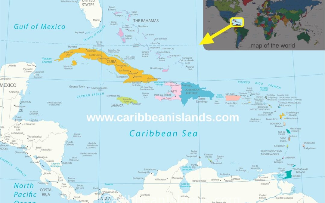 Где в мире расположены Карибские острова?