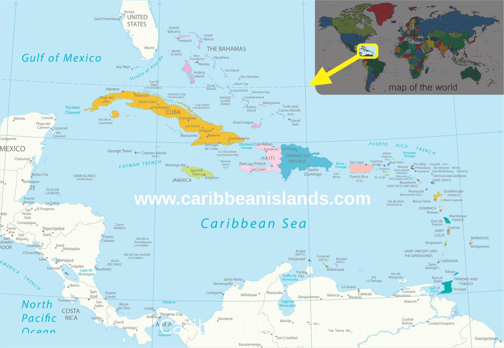  Mappa delle Isole dei Caraibi